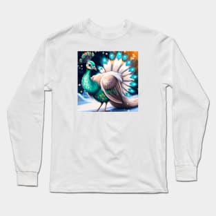 Cute Peacock Drawing Long Sleeve T-Shirt